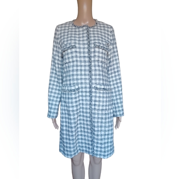 Weekend Max Mara Womens Houndstooth  Jacket Fringed Coat With Pockets Size 6 - Picture 5 of 9